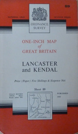 Ordnance Survey One-inch Map of Great Britain. Lancaster and Kendal, Seventh Series Sheet 89